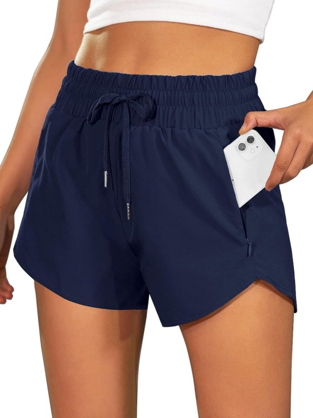 High Rise Women's Athletic Running Shorts 2.5" with Zipper Pockets - Activewear